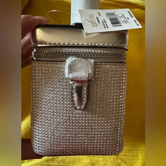 New With Tags, Michael Kors Sandrine Silver Small Box Crossbody Bag - Picture 6 of 16